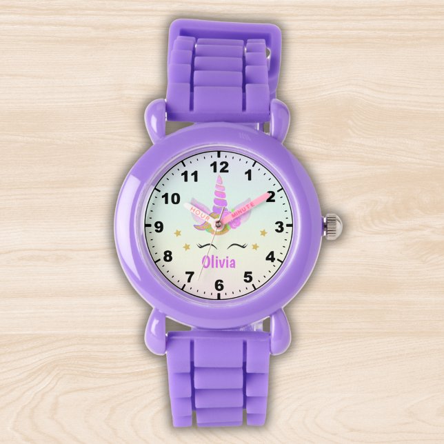 Cute Unicorn with Magic Rainbow, Girl Armbandsur (Skapare uppladdad)