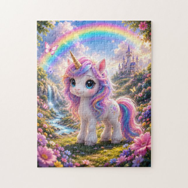 Cute Unicorn with Rainbow Jigsaw Puzzle Pussel (Vertikal)