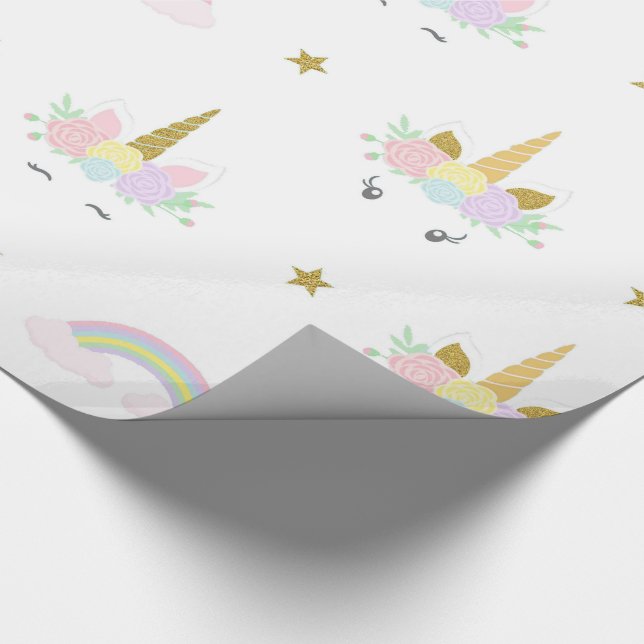 Cute Unicorn Wrapping Papper Presentpapper (Hörn)