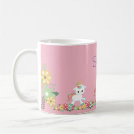 Cute Unicorns and Blommigt Personlig Kaffemugg