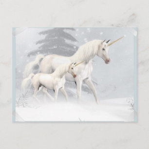Cute Unicorns i Snö 1 Vykort