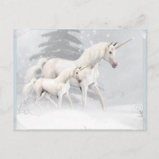 Cute Unicorns i Snö 1 Vykort