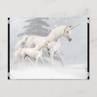 Cute Unicorns i Snö 1 Vykort