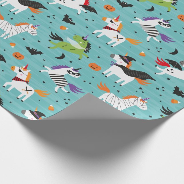 Cute Unicorns in Halloween Costumes Presentpapper (Hörn)