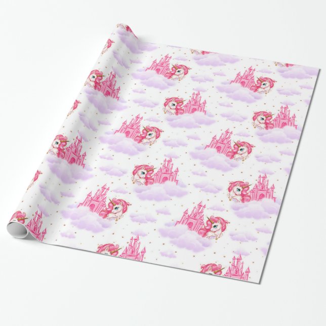 Cute Unicorns jul Presentpapper (Utrullad)