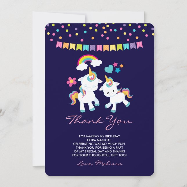 Cute Unicorns Magic Rainbow & Stars Tack Kort (Framsida)