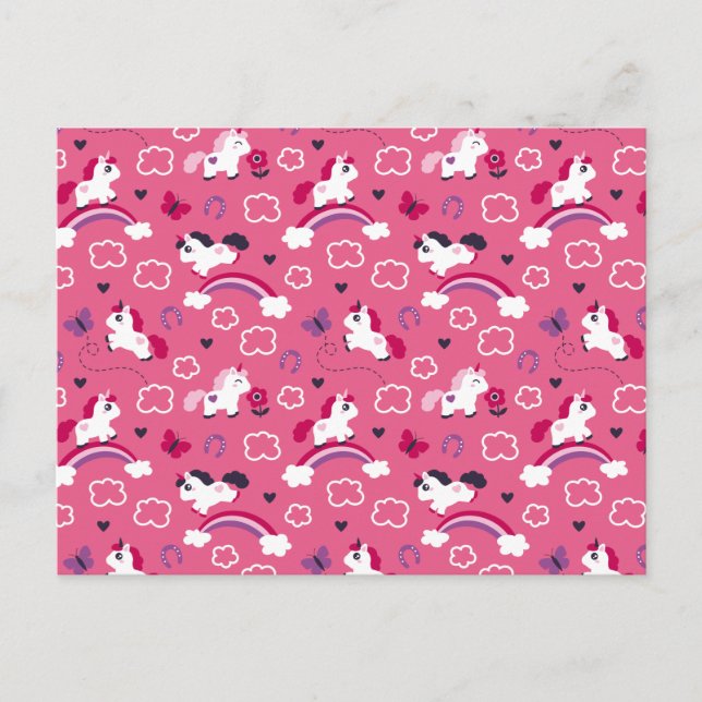 Cute Unicorns Mönster Vykort (Framsida)