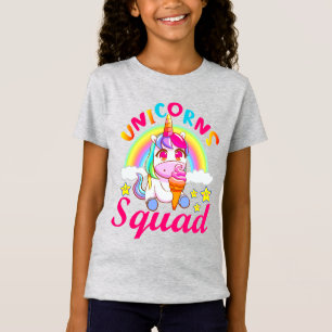 Cute Unicorns Squad Rainbow Ice-kräm Girls T Shirt