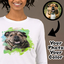 Cute Unique Bulldog eller din Photo Grönt Hund Mam T Shirt