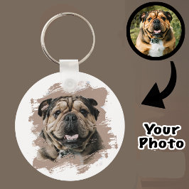 Cute Unique Bulldog eller din Photo Grunge Hund Ma Nyckelring