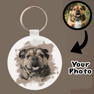 Cute Unique Bulldog eller din Photo Grunge Hund Ma Nyckelring