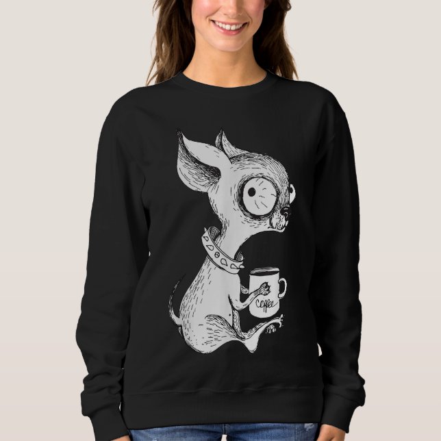 Cute Unique Chihuahua & Coffee Art Hund älskare Gi T Shirt (Framsida)