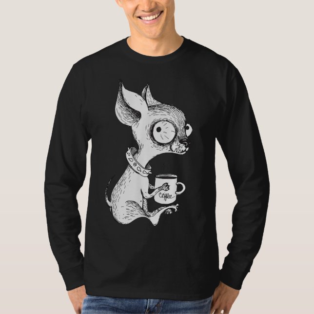 Cute Unique Chihuahua & Coffee Art Hund älskare Gi T Shirt (Framsida)