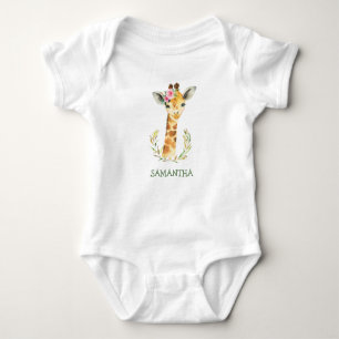 Cute unique giraffe boho and greenery girl or boy t shirt
