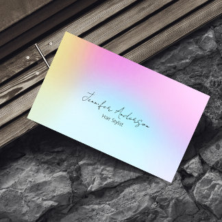 Cute Unique Holograph Pastel Rainbow Hair Stylist Visitkort