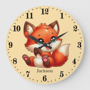 Cute unisex baby fox add namn stor klocka