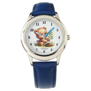 Cute unisex-barn lägg till namn björn armbandsur
