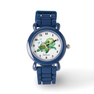 Cute unisex children seahorse älskare add namn armbandsur