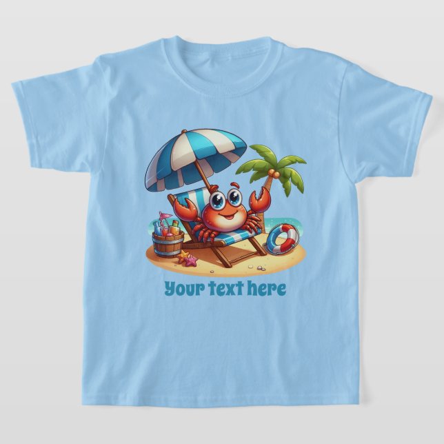 Cute unisex-strandkrabba lägga till text t shirt (Laydown)