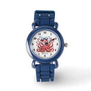 Cute unisex-ungar, bläckfisk, lägg till namn armbandsur