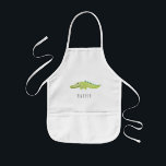 Cute Unisex Watercolor Crocodile Safari med Namn Barnförkläde<br><div class="desc">Den här unisex,  coola och söta barnens apron har en vattenfärgad krokodil och har ställe för att du ska lägga till din lilla namn i vacker typografi. Kolla resten av vår samling efter andra söta safari-djur!</div>