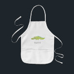 Cute Unisex Watercolor Crocodile Safari med Namn Barnförkläde<br><div class="desc">Den här unisex,  coola och söta barnens apron har en vattenfärgad krokodil och har ställe för att du ska lägga till din lilla namn i vacker typografi. Kolla resten av vår samling efter andra söta safari-djur!</div>
