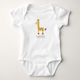 Cute Unisex Watercolor Giraffe Safari med Namn Tee