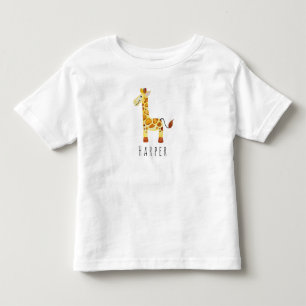 Cute Unisex Watercolor Giraffe Safari med Namn Tee