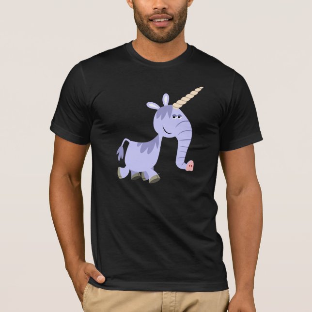 Cute Unusual Tecknad Unicorn T-Shirt (Framsida)