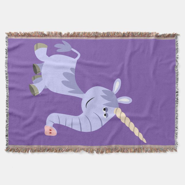 Cute Unusual Tecknad Unicorn Throw Blanket Mysfilt (Framsidan)