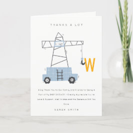 Cute Urban Construction Crane Boy's Baby Shower Tack Kort