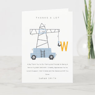 Cute Urban Construction Crane Boy's Baby Shower Tack Kort