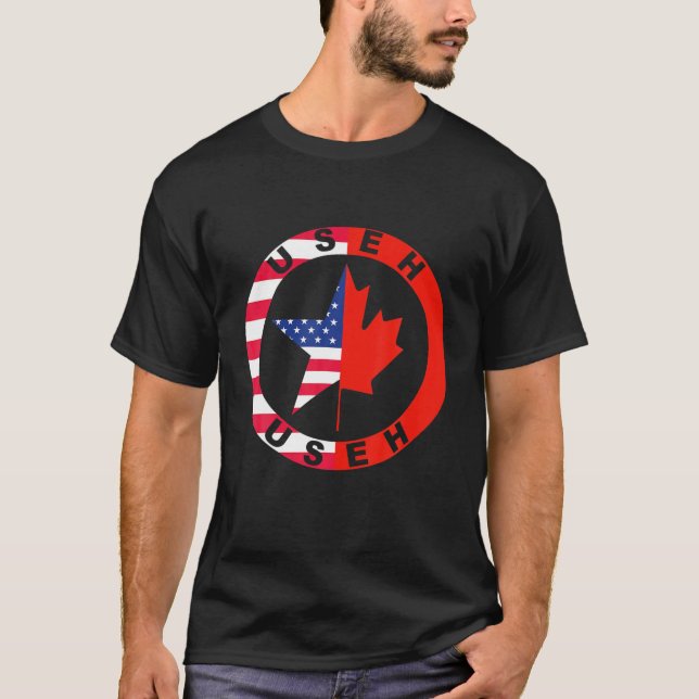 Cute US EH Canada Day American Canadian Flagga Man T Shirt (Framsida)