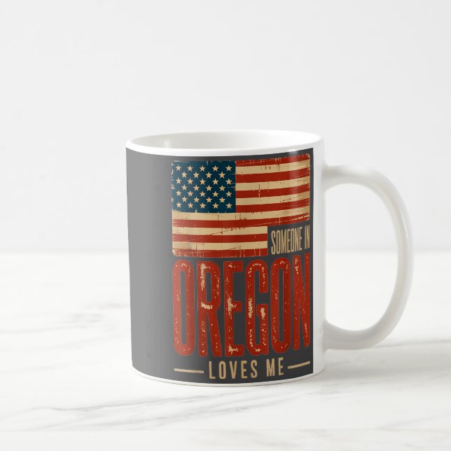 Cute US Flag Someone Oregon Loves Me Kaffemugg (Höger)