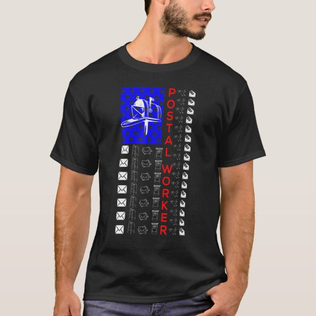 Cute Usa Theme Postal Worker Mail Carrier Costume T Shirt (Framsida)