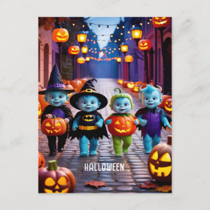 Cute Utomjordingars Trick eller Treaters Halloween Vykort