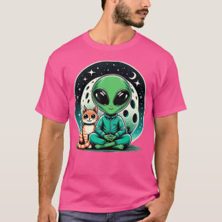 Cute Utomjordingars under Måne Retro Sci-Fi Animal T Shirt
