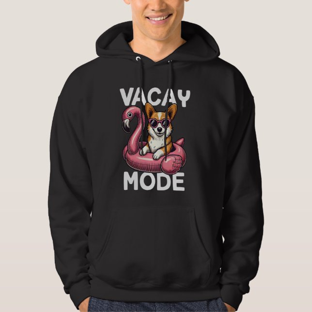 Cute Vacay Mode Corgi Hund Mamma, sommaruppehåll R Hoodie (Framsida)
