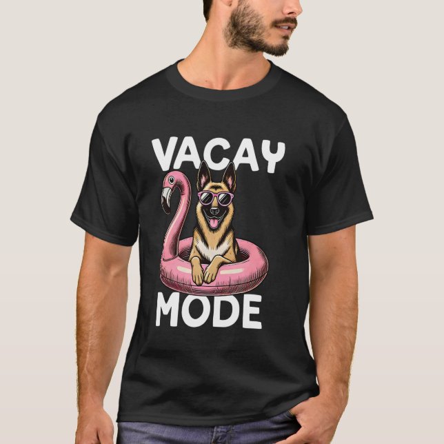 Cute Vacay Mode German Shepherd Hund Mamma Summer  T Shirt (Framsida)