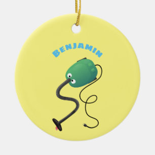 Cute vacuum cleaner cartoon humour julgransprydnad keramik