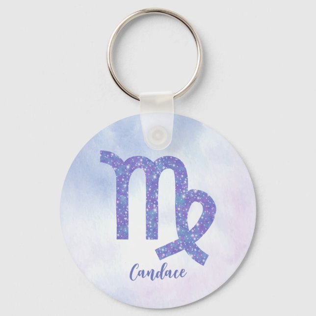 Cute Våg Astrology-Lila för Personlig Nyckelring (Framsida)