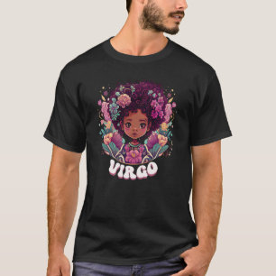 Cute Våg Flower Zodiac Afro Girl August Septembe T Shirt