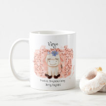 Cute Våg Maiden Watercolor Bull Zodiac Monogram
