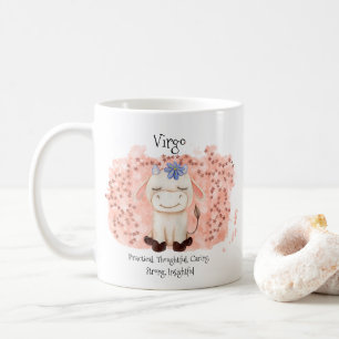 Cute Våg Maiden Watercolor Bull Zodiac Monogram Kaffemugg