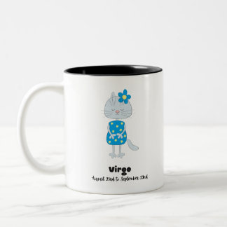 Cute Våg Zodiac Cat Två-Tonad Mugg