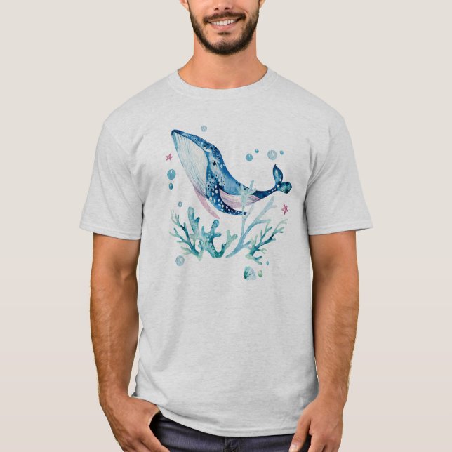Cute val och havskoraller t shirt (Framsida)
