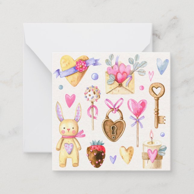 Cute Valentindagen Anteckningskort (Framsida)