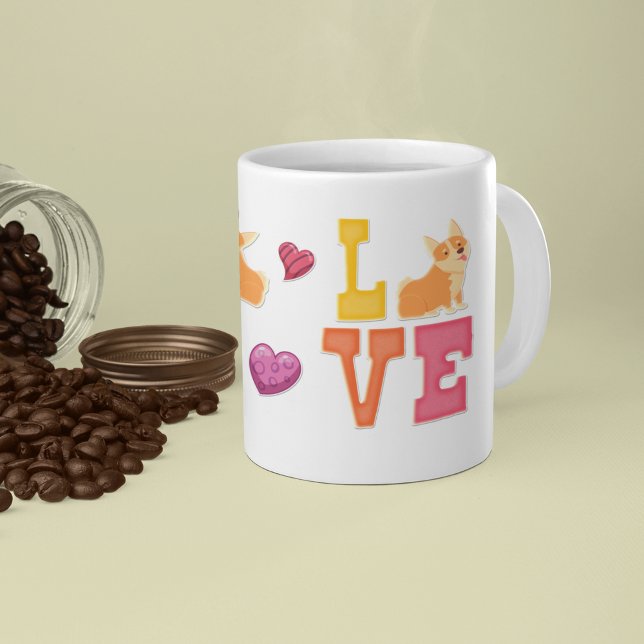 Cute Valentindagen Corgi Hund älskare Gift Kaffemugg (Skapare uppladdad)