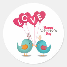 Cute Valentindagen med fåglar Runt Klistermärke