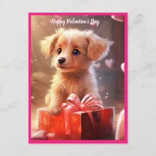 Cute Valentindagen-vykort för valp Helg Vykort